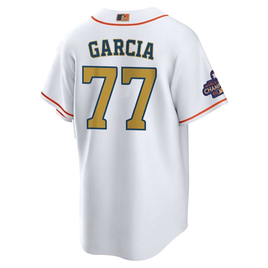 Luis Garcia 77 Houston Astros 2023 Men Jersey - White/Gold