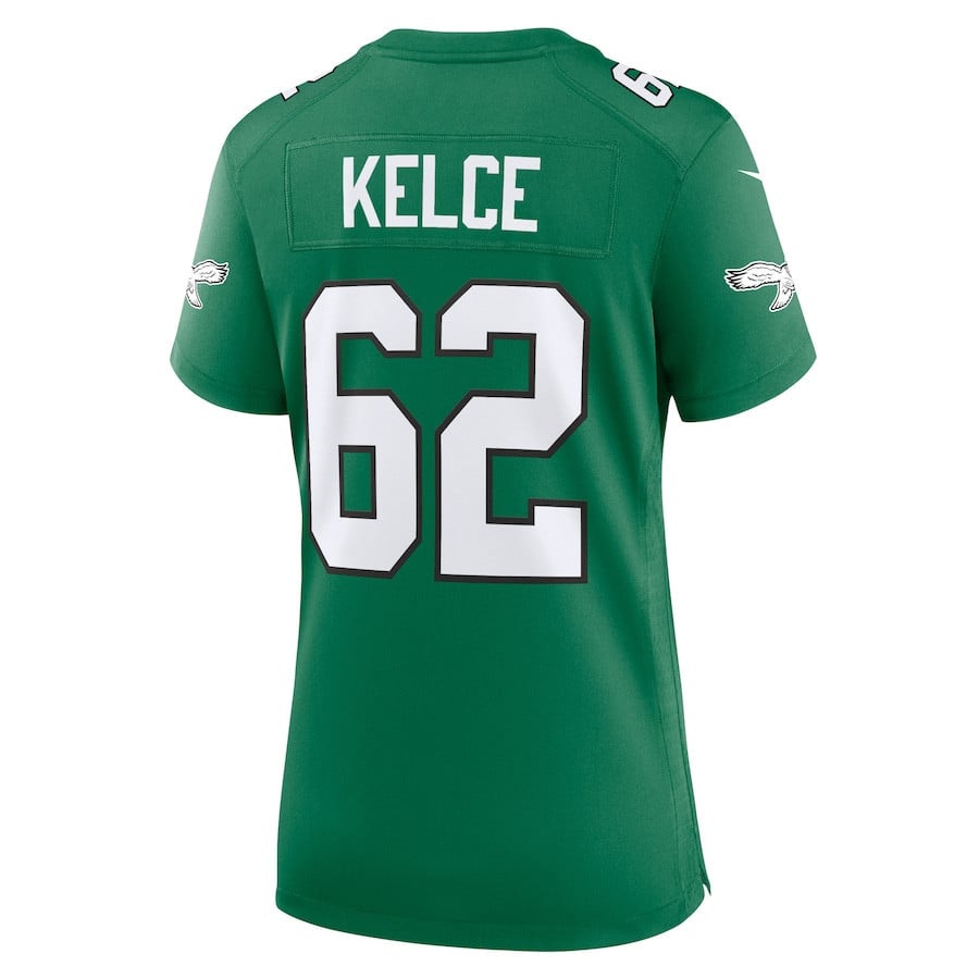Jason Kelce 62 Philadelphia Eagles Alternate Game Women Jersey - Kelly Green