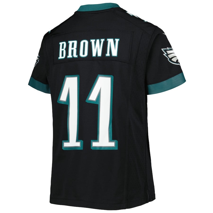 A.J. Brown 11 Philadelphia Eagles Game Youth Jersey - Black