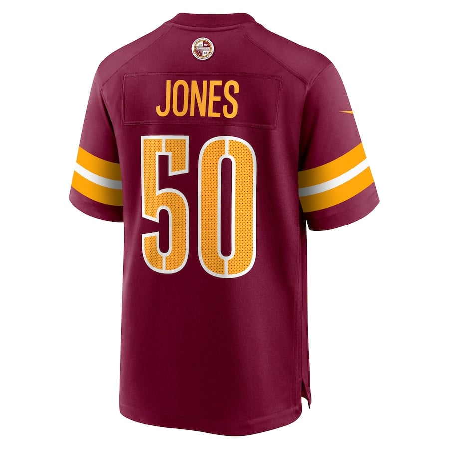 Andre Jones Jr. 50 Washington Commanders Men Game Jersey - Burgundy