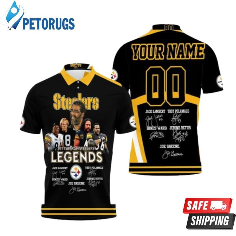 Pittsburgh Steelers Legends Signature Signed Great Players 2020 Custom Name & Number Printed Polo Shirt