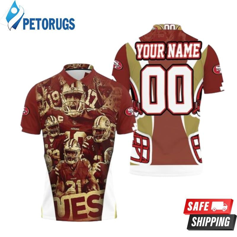 San Francisco 49ers 2021 Nfc West Division Super Bowl Custom Name & Number Printed Polo Shirt
