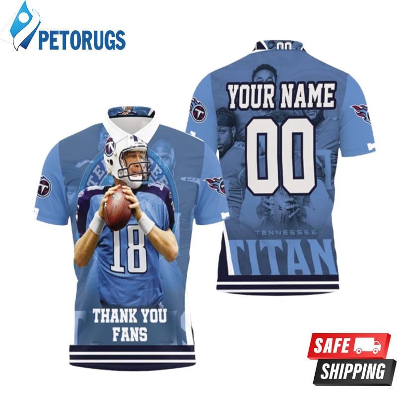 Josh Stewart 18 Tennessee Titans Super Bowl 2021 Afc South Champions Custom Name & Number Printed Polo Shirt