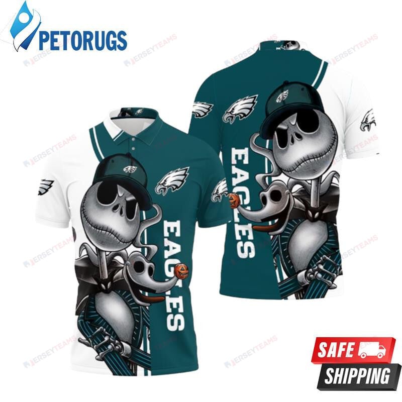 Philadelphia Eagles Jack Skellington And Zero Printed Polo Shirt
