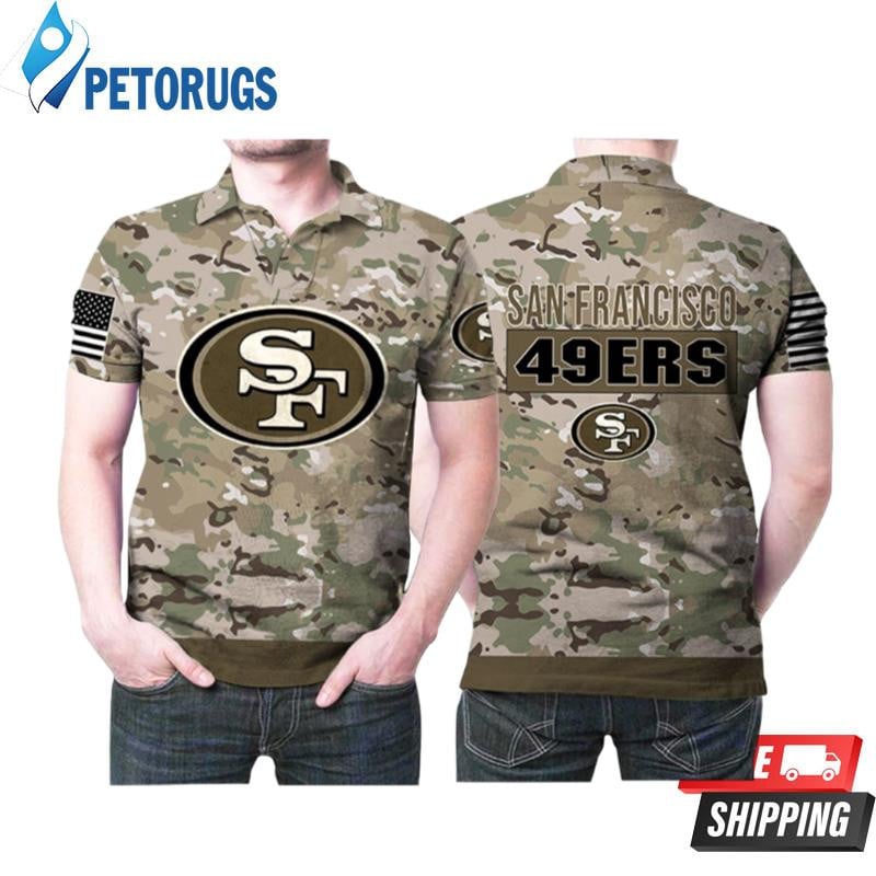 San Francisco 49ers Camouflage Veteran Us Flag Printed Polo Shirt