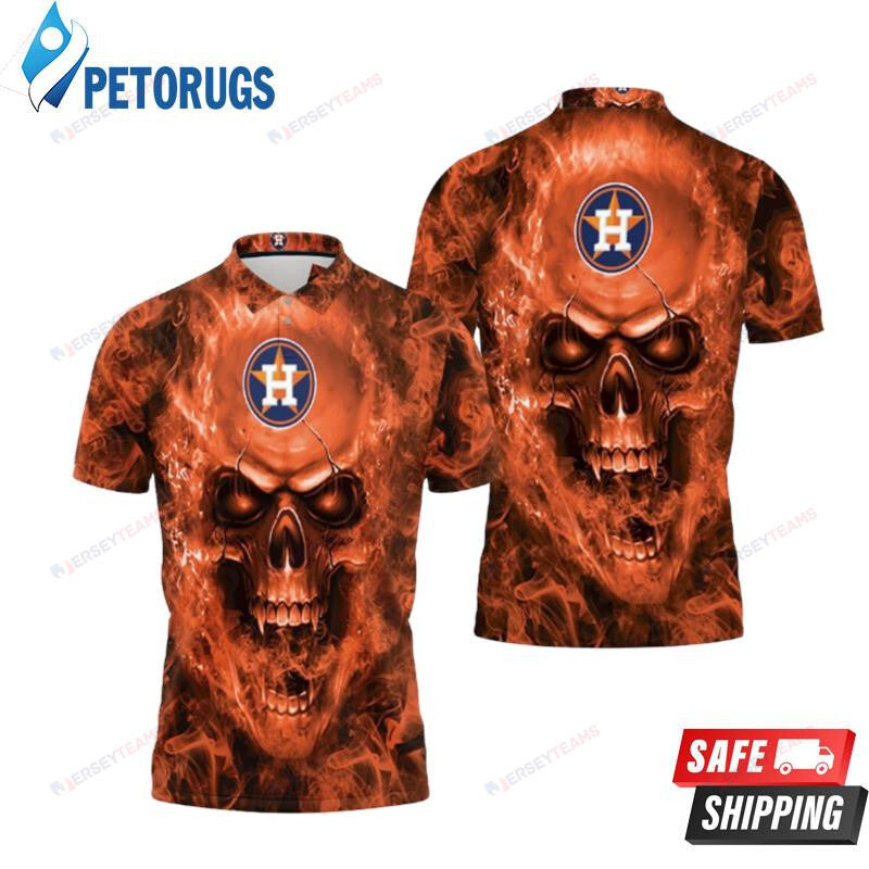Houston Astros Skull Printed Polo Shirt