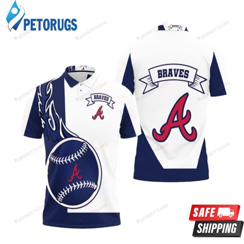 Atlanta Braves Blue And White Printed Polo Shirt