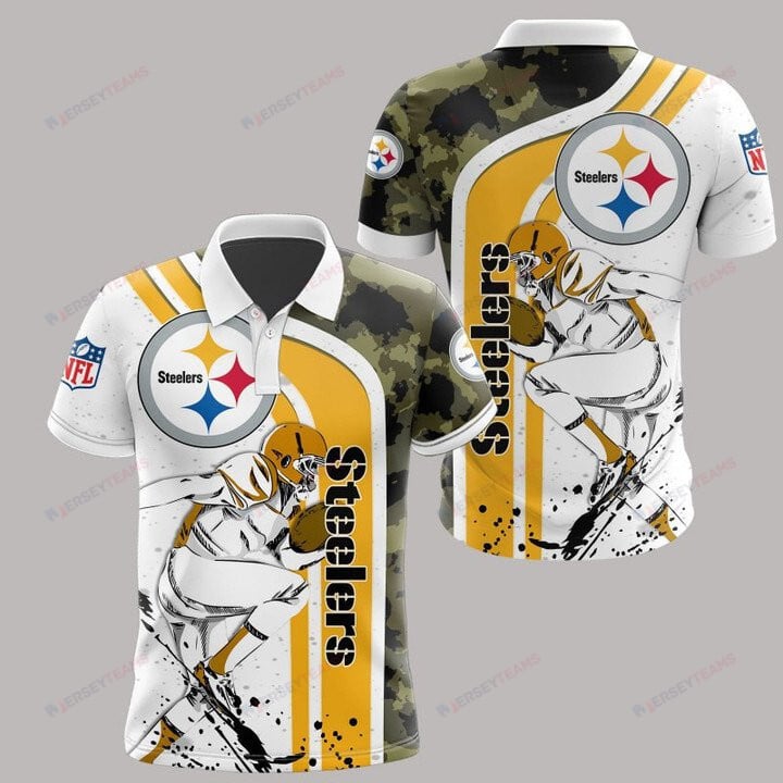 Pittsburgh Steelers Printed Polo Shirt - Dark Golden Camo
