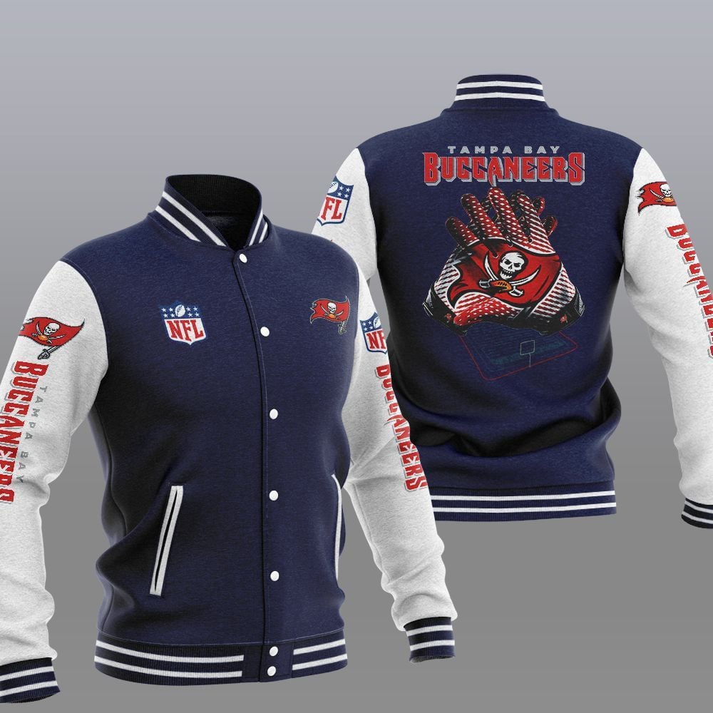Tampa Bay Buccaneers Navy Blue - AOP Varsity Jacket - All-Over-Printed Jacket