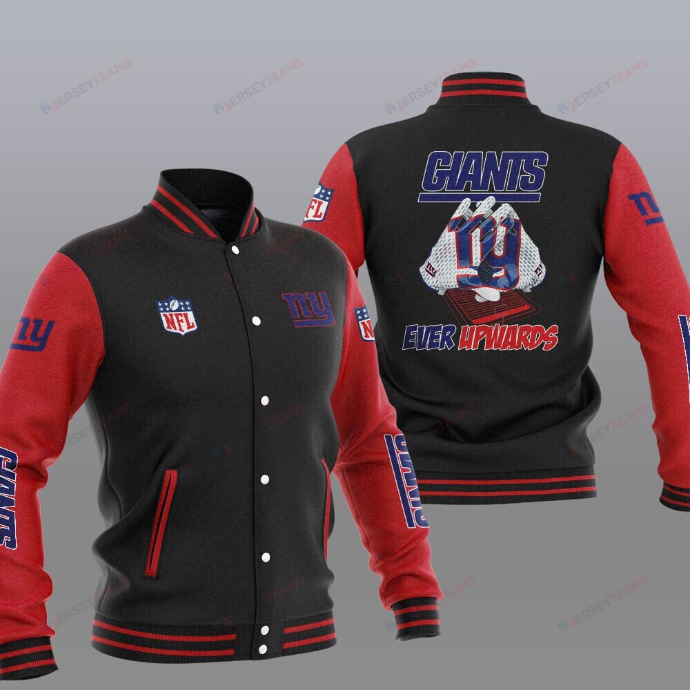 New York Giants Black Red Ever Upwards - AOP Varsity Jacket - All-Over-Printed Jacket