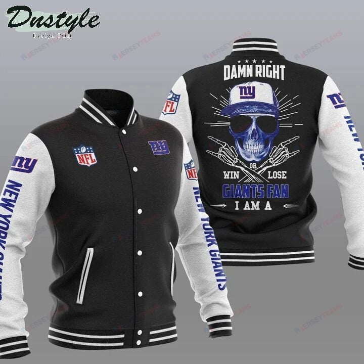 New York Giants Black Damn Right - AOP Varsity Jacket - All-Over-Printed Jacket