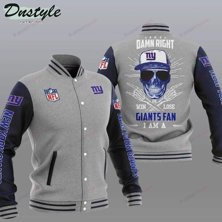 New York Giants Grey Damn Right - AOP Varsity Jacket - All-Over-Printed Jacket