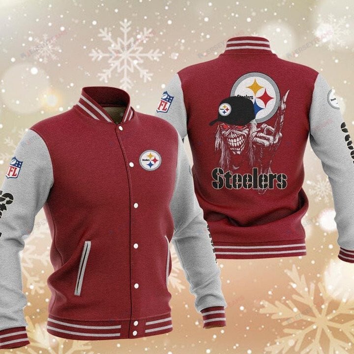 Pittsburgh Steelers Maiden Red Grey - AOP Varsity Jacket - All-Over-Printed Jacket