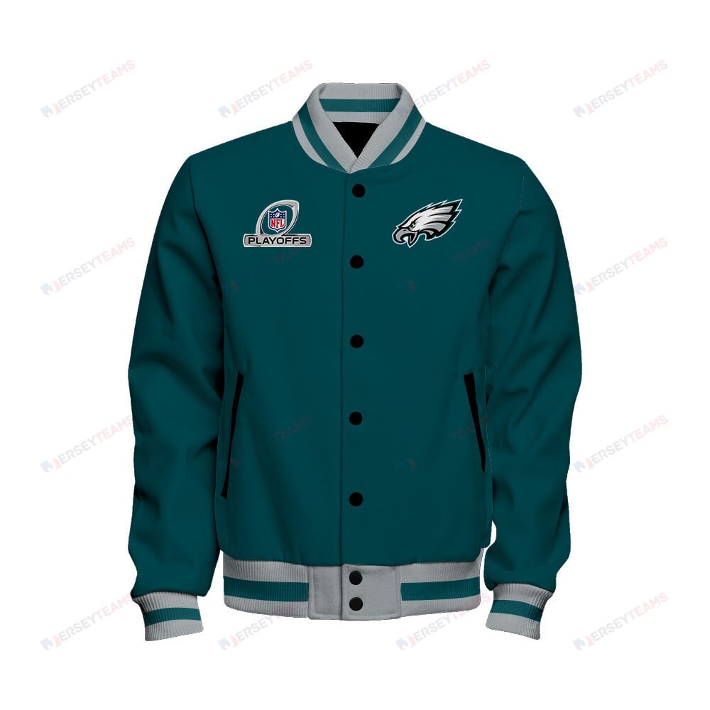 Philadelphia Eagles Fly Eagles Fly 2023 NFL Playoffs Baseball Jacket - Midnight Green - All-Over-Printed Jacket