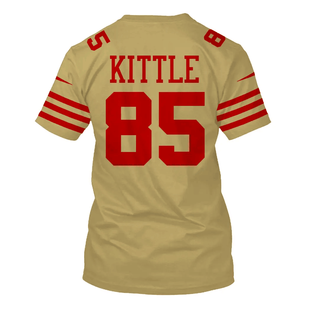 George Kittle 85 San Francisco 49ers All Over Print T-shirt - Gold