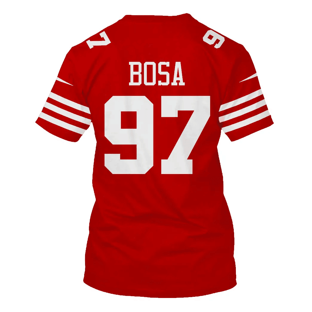 Nick Bosa 97 San Francisco 49ers Home All Over Print T-shirt - Scarlet