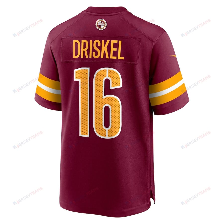 Jeff Driskel 16 Washington Commanders Game Men Jersey - Burgundy