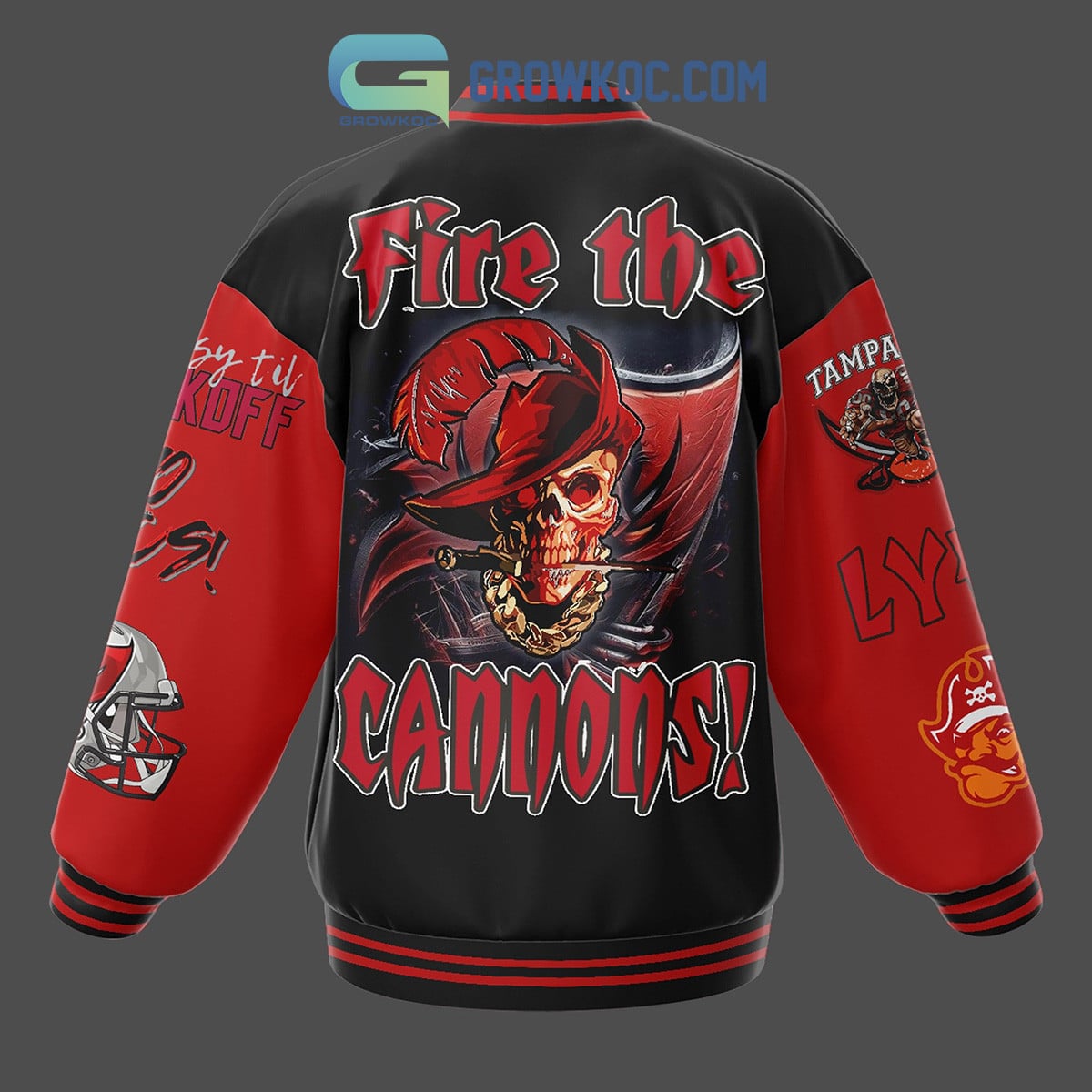 Tampa Bay Buccaneers Fire The Cannons Basketball Baseball Jacket - All Over Printed - Black - All-Over-Printed Jacket