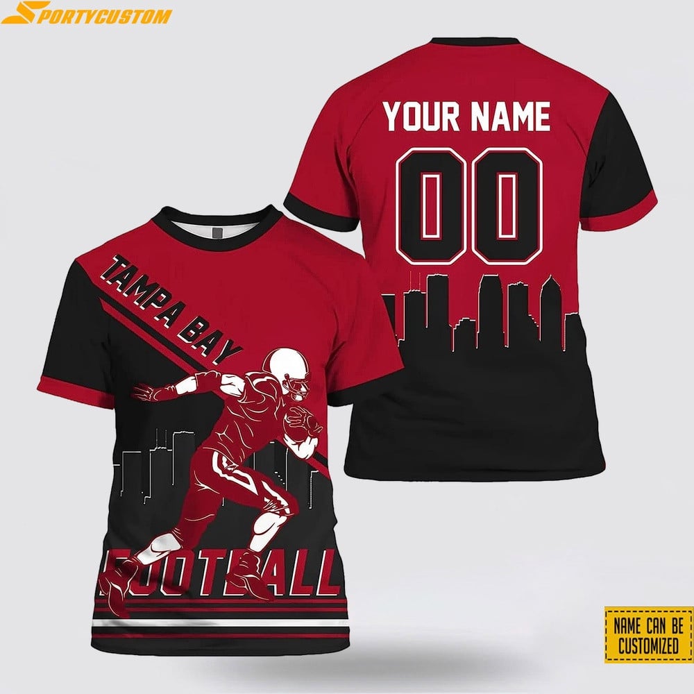 Tampa Bay Buccaneers Player Custom Name & Number All Over Printed T-Shirt - Black/Red
