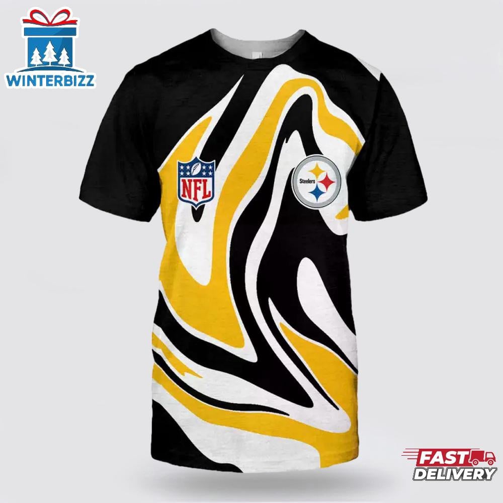 Pittsburgh Steelers Zebra All Over Printed T-Shirt - Black