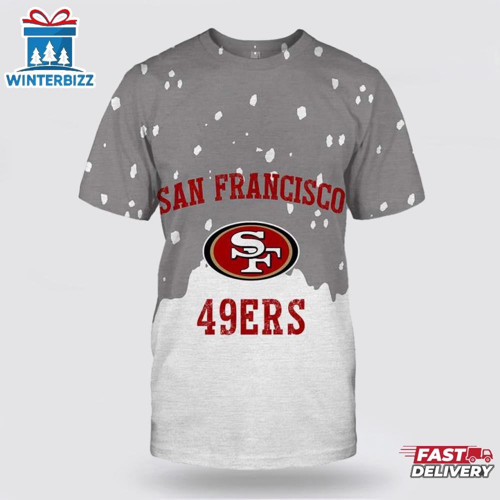 San Francisco 49ers Snowy All Over Printed T-Shirt - Gray
