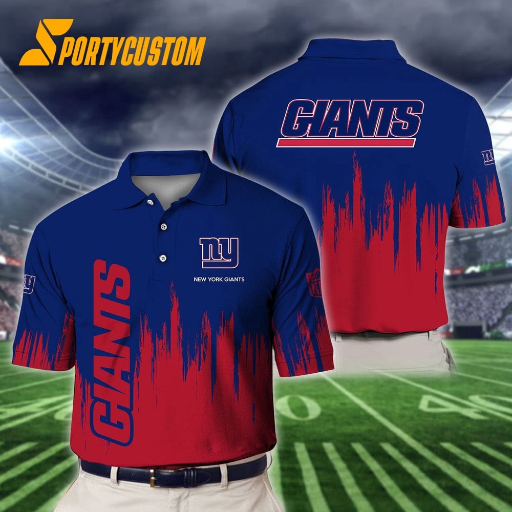 New York Giants Football Team Logo Design 3D Printed Polo Shirt - Navy