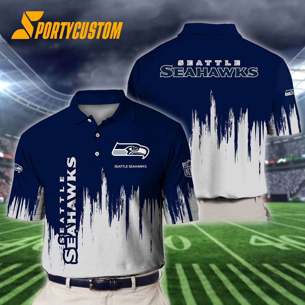 Seattle Seahawks Football Team Logo Design 3D Printed Polo Shirt - Navy