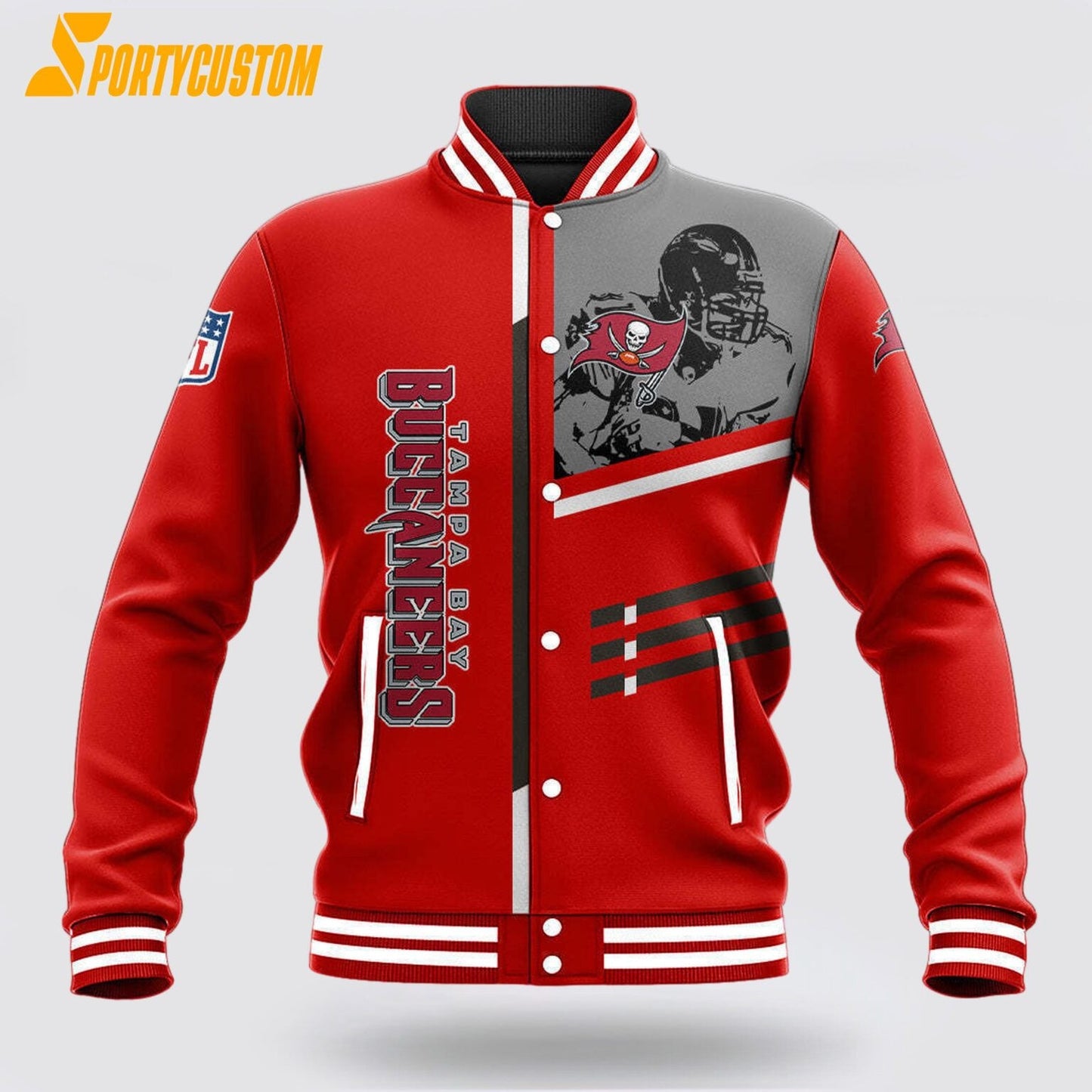 Tampa Bay Buccaneers Player Baseball Jacket Varsity Jacket - Red - All-Over-Printed Jacket