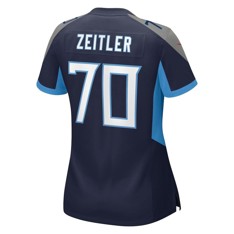 Kevin Zeitler 70 Tennessee Titans Women's Team Game Jersey - Navy