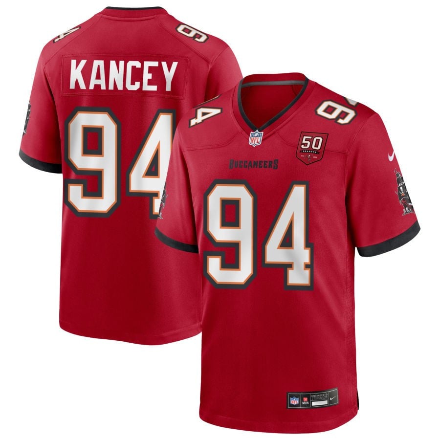 Calijah Kancey 94 Tampa Bay Buccaneers 50th Anniversary Game Men Jersey - Red