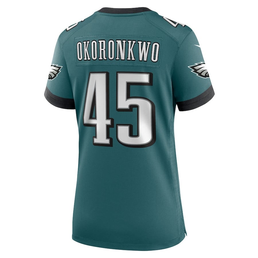 Ogbonnia Okoronkwo 45 Philadelphia Eagles Women's Team Game Jersey - Midnight Green