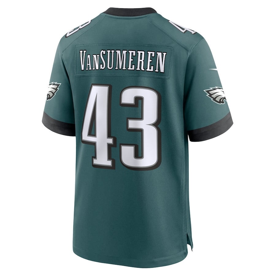 Ben VanSumeren 43 Philadelphia Eagles Women's Team Game Jersey - Midnight Green
