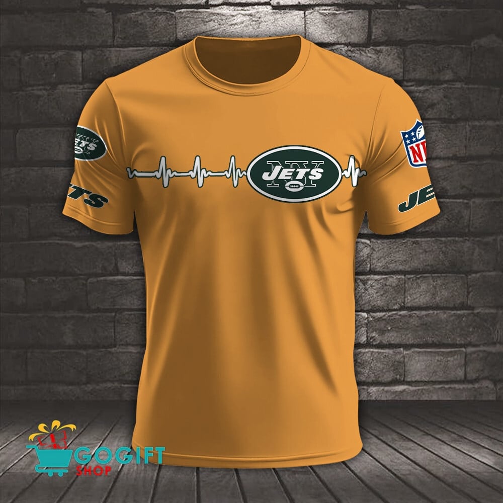 New York Jets Heart Beat Simple Style All Over Printed T-shirt