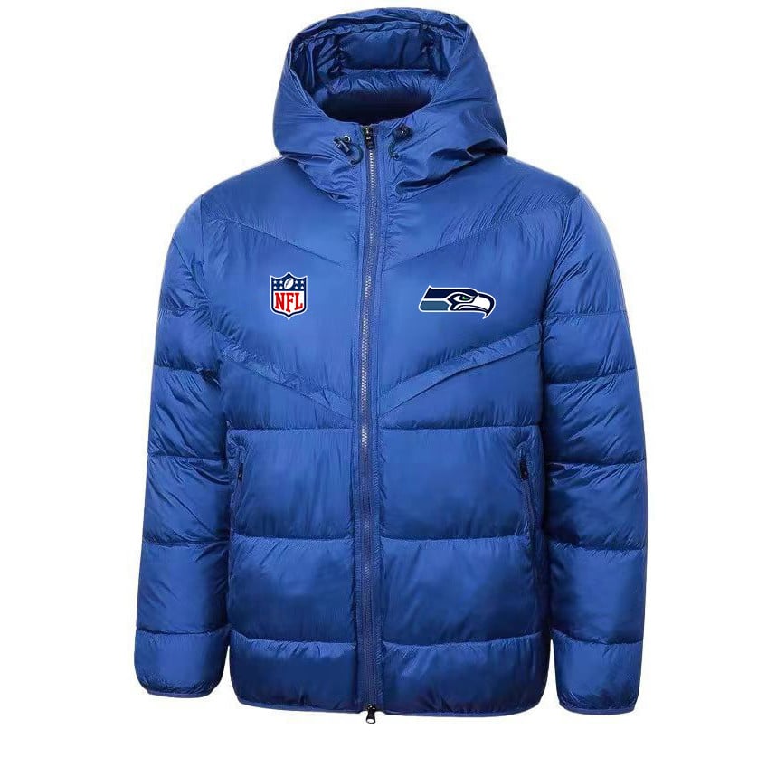 Seattle Seahawks Blue Quilt Jacket - Heat-Printed Logos