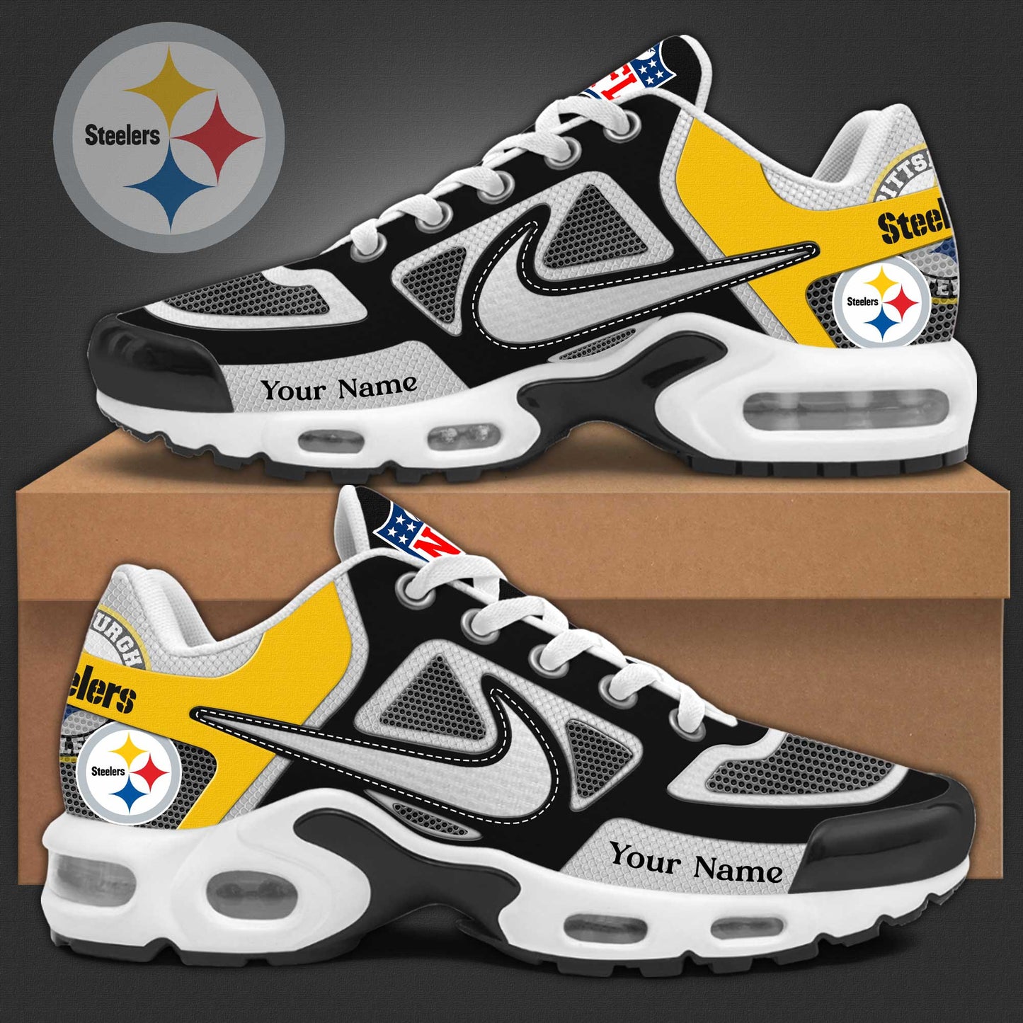 Pittsburgh Steelers Sport Limited Edition Custom Name Air Max Shoes Sneakers For Men And Women
