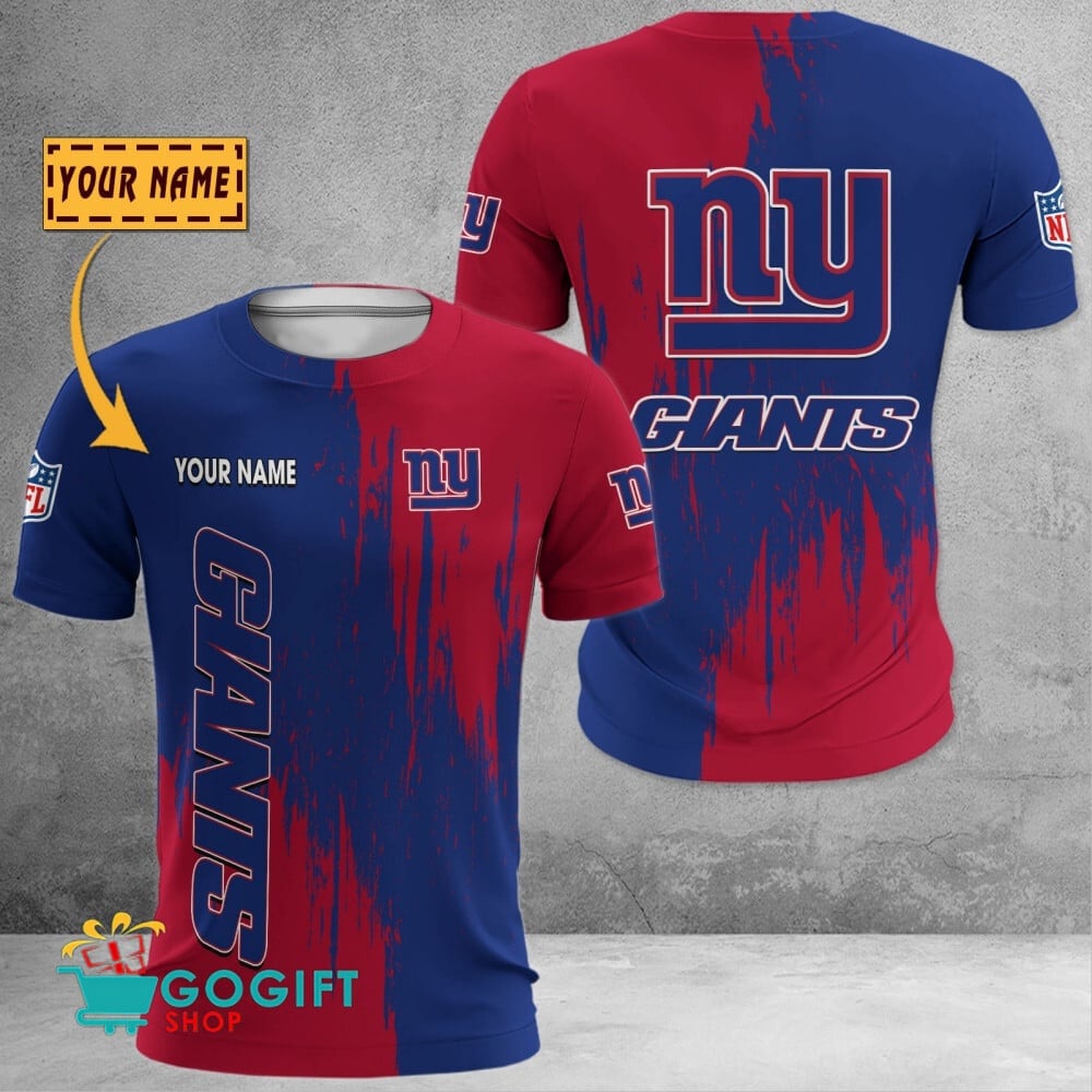 New York Giants Custom Name Scratched Color All Over Printed T-shirt
