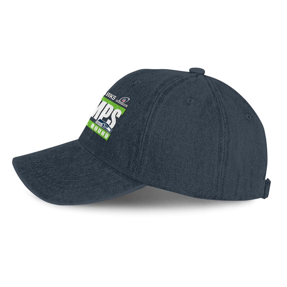 Seattle Seahawks Divisional Champs 25/26 Washed Cotton Cap – Printed Graphic - Navy