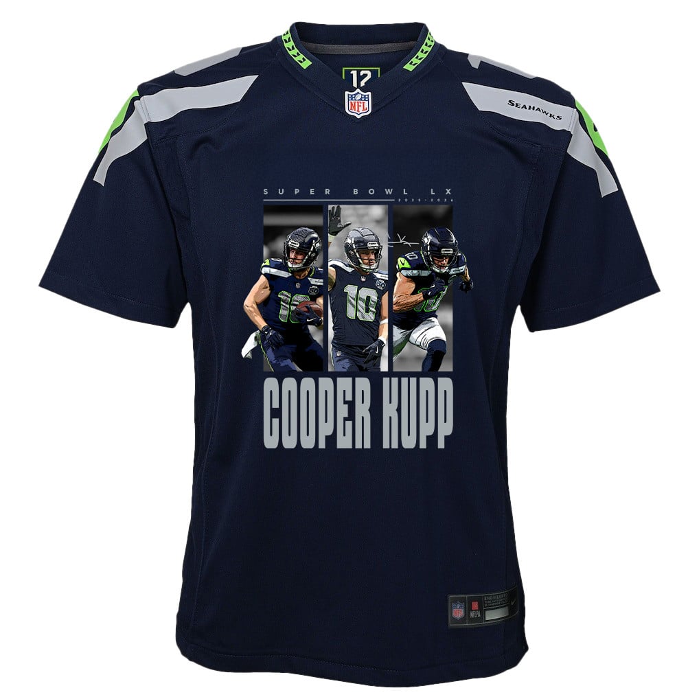 Cooper Kupp 10 Seattle Seahawks Super Bowl LX Championship-Ready YOUTH Game Jersey– Navy