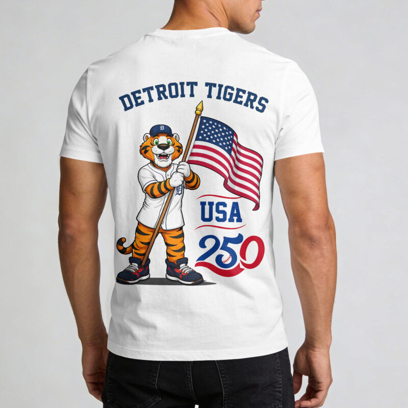 Detroit Tigers x 250 Years Of America Premium All Over Printed T-shirt - White