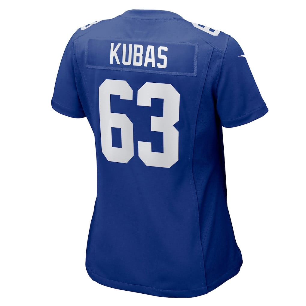 Jake Kubas 63 New York Giants Women's Team Game Jersey - Royal