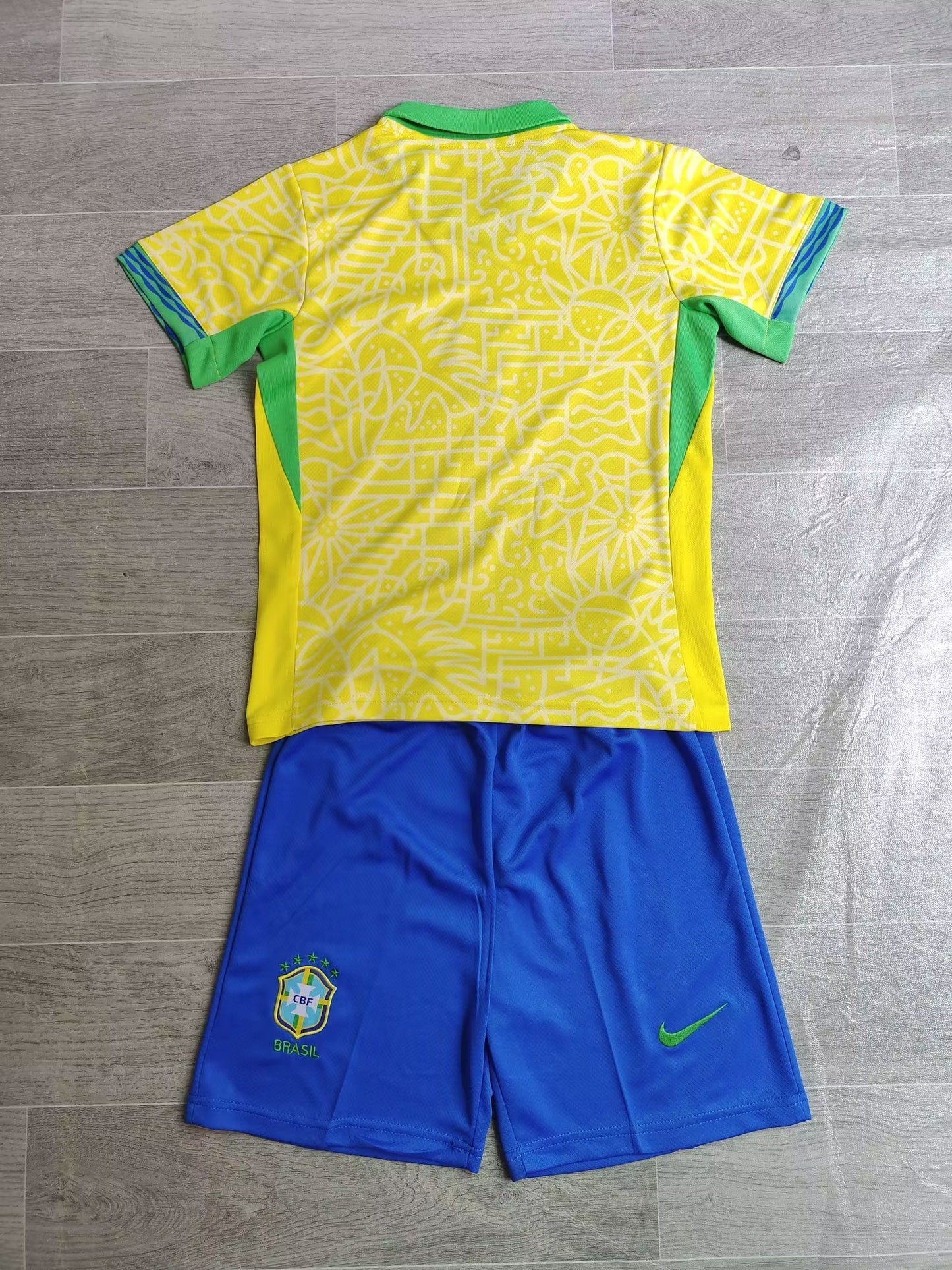 KIDS Brazil National Team 2024/25 Home Football Kit Set (Jersey + Shorts)