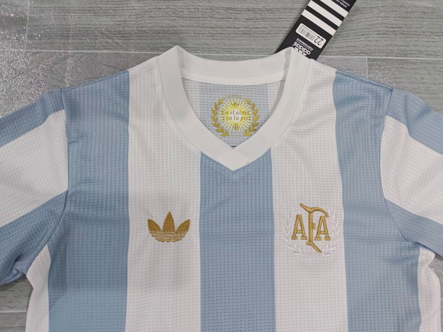 KIDS Argentina National Team “Trefoil Gold” Special Edition Kit (Jersey & Shorts Set)