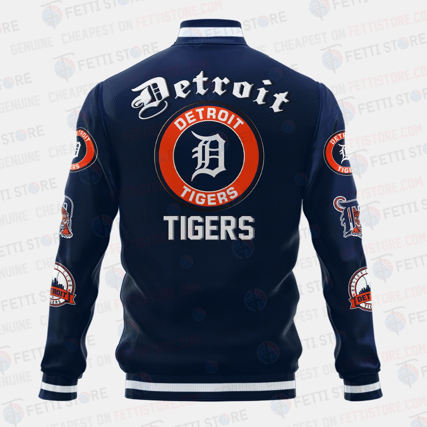 Detroit Tigers Symbol Vintage Design Varsity Jacket - All-Over-Printed Jacket
