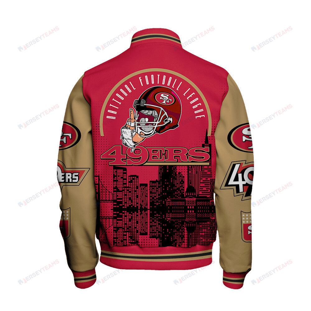San Francisco 49ers Team Logo Player Design Varsity Jacket - All-Over-Printed Jacket