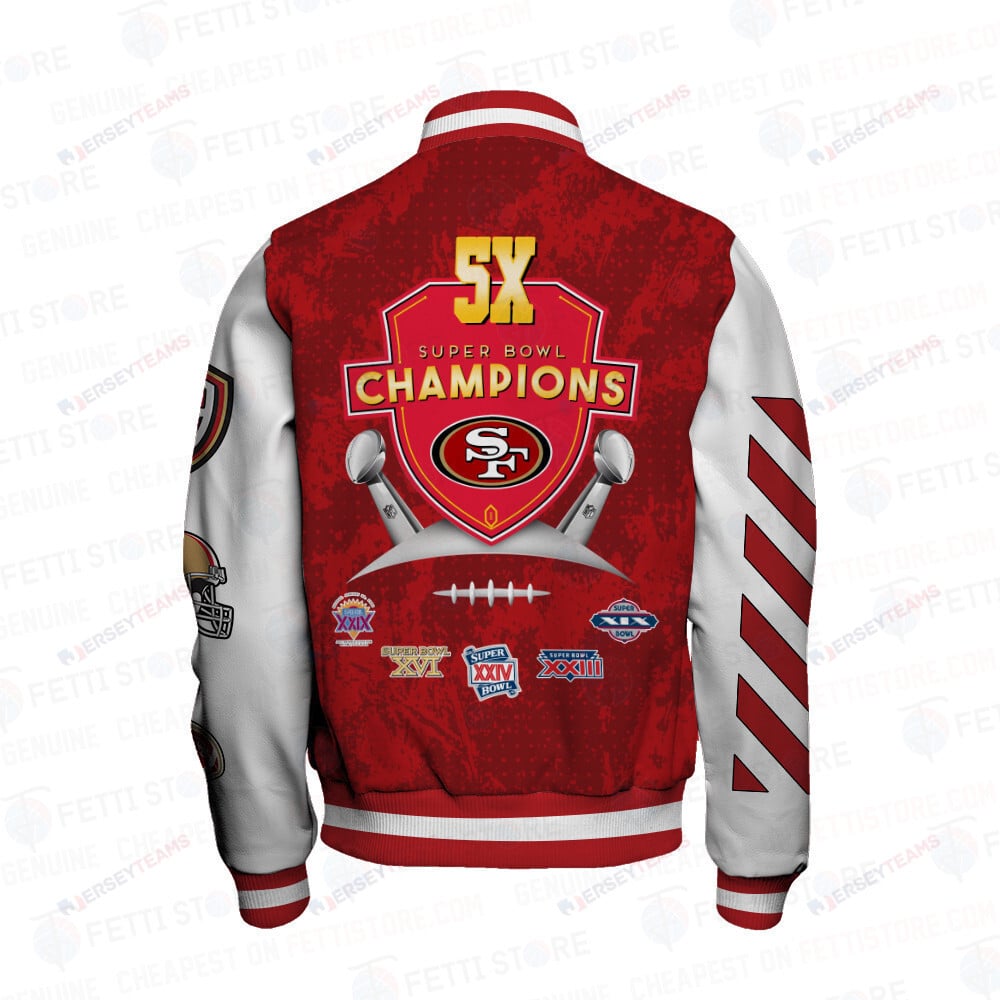 San Francisco 49ers 5X Champions Print Varsity Jacket SFAT V9 - All-Over-Printed Jacket
