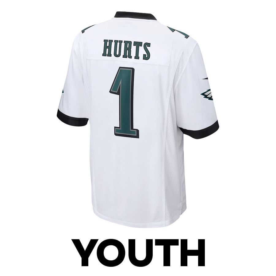 Jalen Hurts 1 Philadelphia Eagles Brilliance Game YOUTH Jersey - White