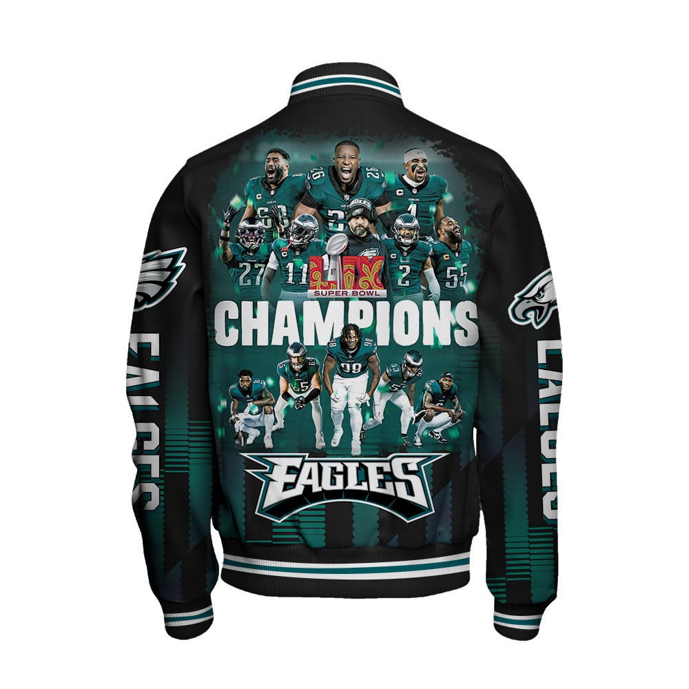 Philadelphia Eagles Super Bowl LIX Champions Own The Historic Moment Varsity Jacket - All-Over-Printed Jacket