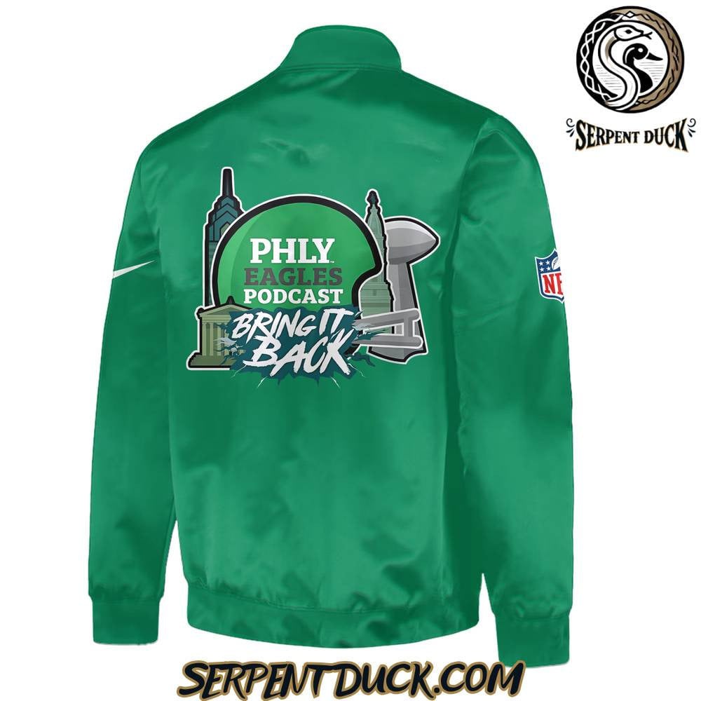 Philadelphia Eagles Bring It Black Limited Baseball Jacket Varsity Jacket - Kelly Green - All-Over-Printed Jacket