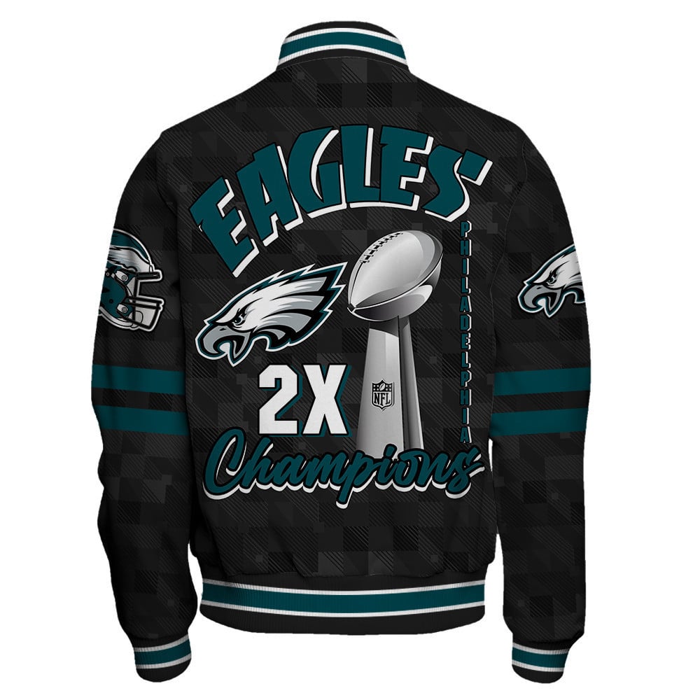 Philadelphia Eagles Super Bowl LIX Champions History Is Being Made Varsity Jacket - All-Over-Printed Jacket