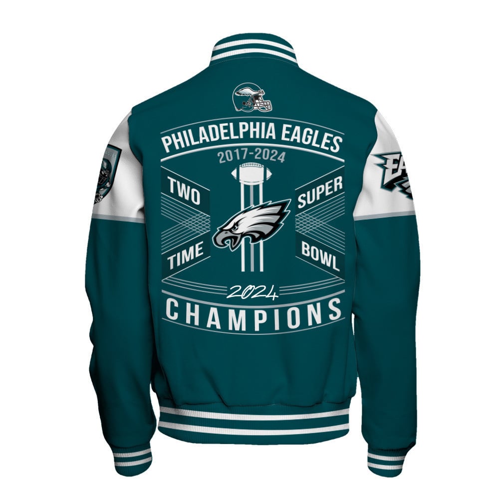 Philadelphia Eagles Super Bowl LIX Champions 2024 Prove Strength Varsity Jacket - All-Over-Printed Jacket